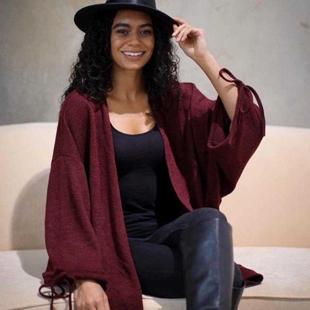 NWT Burgundy Open Front Cardigan - Lani The Label - Plus Size OS